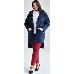 Płaszcz Neli dla puszystych kolor granat OVERSIZE PLUS SIZE WIOSNA. Brązowe płaszcze damskie Moda Size Plus Iwanek, na wiosnę, m, bez wzorów, z elastanu, eleganckie, plus size. Za 199,00 zł.