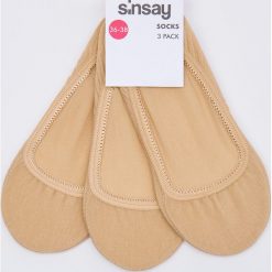 Skarpety stopki 3 pack - Beżowy. Brązowe skarpetki damskie Sinsay, bez wzorów. Za 9,99 zł.