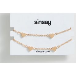 Bransoletka z serduszkami - Beżowy. Brązowe bransoletki damskie Sinsay. Za 10,00 zł.