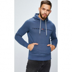 Tommy Hilfiger - Bluza. Szare bejsbolówki męskie TOMMY HILFIGER, m, z aplikacjami, z bawełny, z kapturem. Za 399,90 zł.