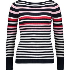 Sweter w kolorze czarno-białym. Czarne swetry damskie Benetton, xs, w paski, z bawełny, bez rękawów, bez kaptura. W wyprzedaży za 64,95 zł.