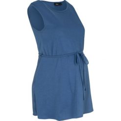 Długi shirt ciążowy z wstawką z żorżety z tyłu bonprix indygo. Niebieskie koszulki damskie bonprix, w paski, bez kołnierzyka, z długim rękawem. Za 54,99 zł.