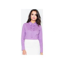 Bluzka M001 Fiolet. Fioletowe bluzki damskie FIGL, xxl, bez wzorów, z bawełny, bez kołnierzyka, z długim rękawem. Za 76,00 zł.