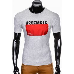 T-SHIRT MĘSKI Z NADRUKIEM S924 - SZARY. Szare t-shirty męskie z nadrukiem marki Ombre Clothing, m. Za 29,00 zł.