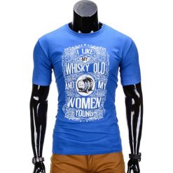 T-shirt męski z nadrukiem S839 - niebieski. Niebieskie t-shirty męskie Ombre Clothing, s, z nadrukiem, bez kołnierzyka. Za 29,00 zł.