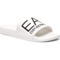 Klapki EA7 EMPORIO ARMANI - XCP001 XCC22 00001 White. Białe klapki damskie EA7 Emporio Armani, bez wzorów, z tworzywa sztucznego, bez obcasa. Za 199,00 zł.