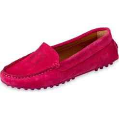 Mokasyny i Loafersy Trussardi Jeans. Różowe mokasyny damskie Trussardi Jeans, z jeansu. Za 500,00 zł.