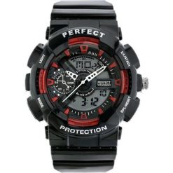 Zegarek Perfect ZEGAREK MĘSKI PERFECT SHOCK (zp219d) black/red uniwersalny. Czerwone zegarki męskie Perfect. Za 75,00 zł.