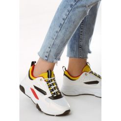 Biało-Złote Sneakersy Norman. Żółte sneakersy damskie Born2be, z materiału. Za 59,99 zł.