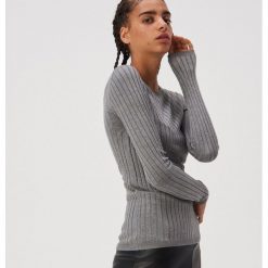 Sweter z fakturą w prążki - Szary. Szare swetry damskie Sinsay, s, bez wzorów, bez rękawów, bez kaptura. Za 39,99 zł.