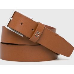 Calvin Klein - Pasek skórzany. Pomarańczowe paski męskie Calvin Klein, w paski, ze skóry. Za 179,90 zł.