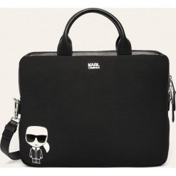 Karl Lagerfeld - Torba na laptopa. Czarne torby na laptopa KARL LAGERFELD, w paski, ze skóry ekologicznej. Za 539,90 zł.