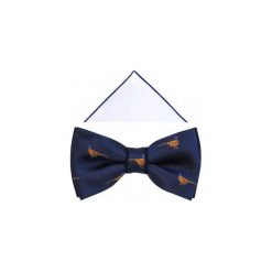 Granatowa mucha w bażanty A304. Muszki męskie Modini Moda Męska, na co dzień, bez wzorów, z bawełny, eleganckie. Za 49,50 zł.