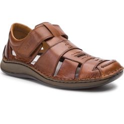 Sandały RIEKER 05274-25. Pomarańczowe sandały męskie Rieker, ze skóry, bez zapięcia. Za 279,99 zł.
