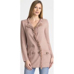 SWETER ELISABETTA FRANCHI. Różowe sukienki damskie Elisabetta Franchi, na imprezę, bez wzorów, z dzianiny, z włoskim kołnierzykiem, bez rękawów. Za 1150,00 zł.