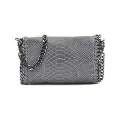 Torebki klasyczne damskie: Skórzana torebka w kolorze szarym – (S)22 x (W)15 x (G)6 cm