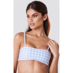Stroje kąpielowe damskie: Hot Anatomy Góra bikini bandeau w kratkę – White,Blue,Multicolor