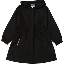 Karl Lagerfeld - Parka dziecięca 156-162 cm. Czarne kurtki dziewczęce KARL LAGERFELD, bez wzorów, z tkaniny, długie, z kapturem. Za 499,90 zł.