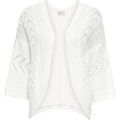Sweter bez zapięcia oversize bonprix biel wełny. Białe swetry damskie bonprix, bez wzorów, z wełny, bez rękawów, bez kaptura. Za 84,99 zł.