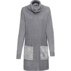 Długi sweter bonprix szary melanż. Szare swetry damskie bonprix, bez wzorów, z długim rękawem. Za 99,99 zł.