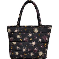 Shopper bag damskie: Shopper bag „Owl Family Pattern” w kolorze czarnym – 43,5 x 37,5 cm