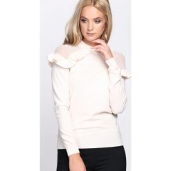 Kremowy Sweter Hold On Hope. Białe swetry klasyczne damskie marki Born2be, l, z falbankami. Za 79,99 zł.