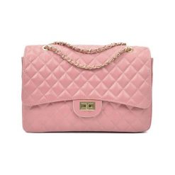 Torebki klasyczne damskie: Skórzana torebka w kolorze różowym – (S)22 x (W)33 x (G)12 cm