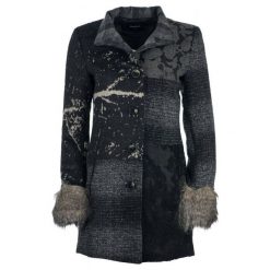 Desigual Płaszcz Damski Charlotte 40 Ciemnoszary. Czarne kurtki damskie marki Desigual, bez wzorów, bez kaptura. W wyprzedaży za 654,00 zł.