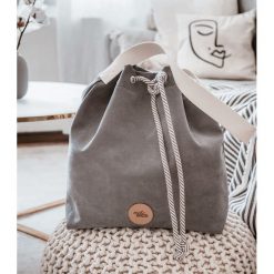 Torebka worek "BUCKET BAG", kolor szary z jasnym paskiem. Szare torebki worki damskie me&BAGS, bez wzorów, bez dodatków. Za 199,00 zł.