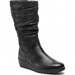 Kozaki CAPRICE - 9-25407-21 Blk Pearl Comb 025. Czarne kowbojki damskie Caprice, z nubiku, na obcasie. Za 369,90 zł.