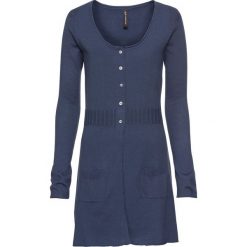 Długi sweter rozpinany bonprix indygo melanż. Niebieskie kardigany damskie bonprix, z dzianiny. Za 74,99 zł.