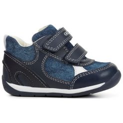 Geox Tenisówki Chłopięce Each 19 Niebieski. Niebieskie buty chłopięce sportowe marki Geox, z materiału, z paskami. Za 319,00 zł.