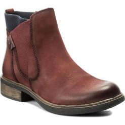 Botki TAMARIS - 1-25317-29 Bordeaux/Navy 529. Czerwone botki damskie na obcasie Tamaris, z materiału. W wyprzedaży za 219,00 zł.