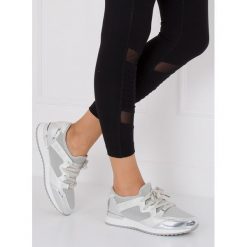 Buty sportowe srebrne. Szare buty sportowe damskie FunKee.pl, bez wzorów, z tkaniny, sportowe. Za 66,99 zł.