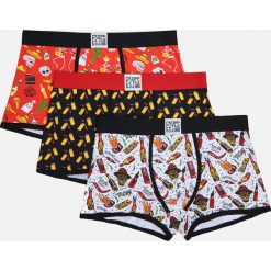 3 pack bokserek z kolorowym nadrukiem - Czerwony. Czerwone bokserki męskie Cropp, z nadrukiem. Za 59,99 zł.
