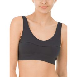 Top w kolorze antracytowym. Szare biustonosze sportowe damskie Calida, xs, bez wzorów. W wyprzedaży za 42,95 zł.