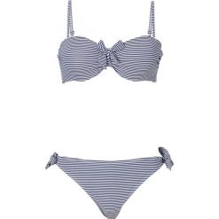 Stroje dwuczęściowe damskie: Bikini na fiszbinach bonprix ciemnoniebiesko-biały w paski