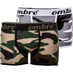 BOKSERKI MĘSKIE U02 - MORO 2-PAK. Czarne bokserki męskie marki Ombre Clothing, z napisami, z elastanu. Za 29,00 zł.