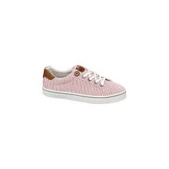 Sneakersy damskie Bench w biało-czerwone paski. Czerwone paski damskie z gumy. Za 69,00 zł.