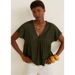 Mango - T-shirt Rusie. Szare topy damskie Mango, s, bez wzorów, z poliesteru, bez kołnierzyka. Za 99,90 zł.