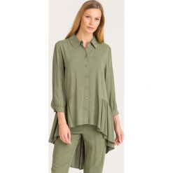 KOSZULA MY TWIN Twinset. Zielone koszule damskie Twinset, na co dzień, s, bez wzorów, z wiskozy, z asymetrycznym kołnierzem, bez rękawów. Za 475,30 zł.