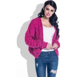 Sweter bomber z warkoczem - amarant, s. Sukienki damskie e-margeritka.pl, na spotkanie biznesowe, na zimę, s, bez wzorów, z bawełny, eleganckie, bez kołnierzyka, z krótkim rękawem, krótkie, mini, rozkloszowane. Za 169,99 zł.