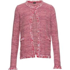 Kardigan bonprix czerwono-kolorowy. Czerwone swetry damskie bonprix, z haftami. Za 109,99 zł.