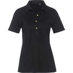 Shirt polo bonprix czarny. Czarne koszulki damskie bonprix, bez wzorów, polo, bez rękawów. Za 44,99 zł.