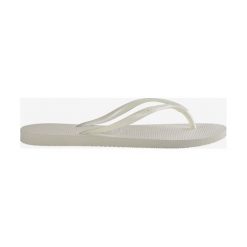 Havaianas Slim Japonki Biały. Białe klapki damskie Havaianas, w paski, z materiału, bez obcasa. Za 116,95 zł.