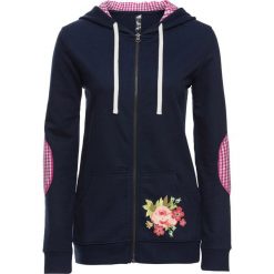 Bluza rozpinana z kapturem w ludowym stylu bonprix ciemnoniebieski. Niebieskie bluzy rozpinane damskie bonprix, z nadrukiem, z kapturem. Za 89,99 zł.