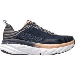 Buty Hoka Bondi 6 W Pudrowo-Granatowe. Szare buty sportowe damskie HOKA, bez wzorów, z lycry, do biegania. Za 599,99 zł.