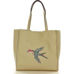 Shopper bag damskie: Uccello Włoska torebka ze skóry MAZZINI beżowa