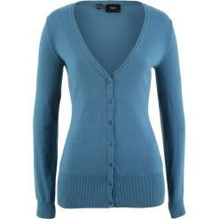Sweter rozpinany bonprix niebieski dżins. Niebieskie kardigany damskie bonprix, z dzianiny. Za 59,99 zł.