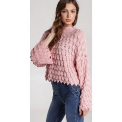 Różowy Sweter Delamala. Różowe swetry damskie Renee, s, bez wzorów, casualowe, bez rękawów, bez kaptura. Za 179,99 zł.